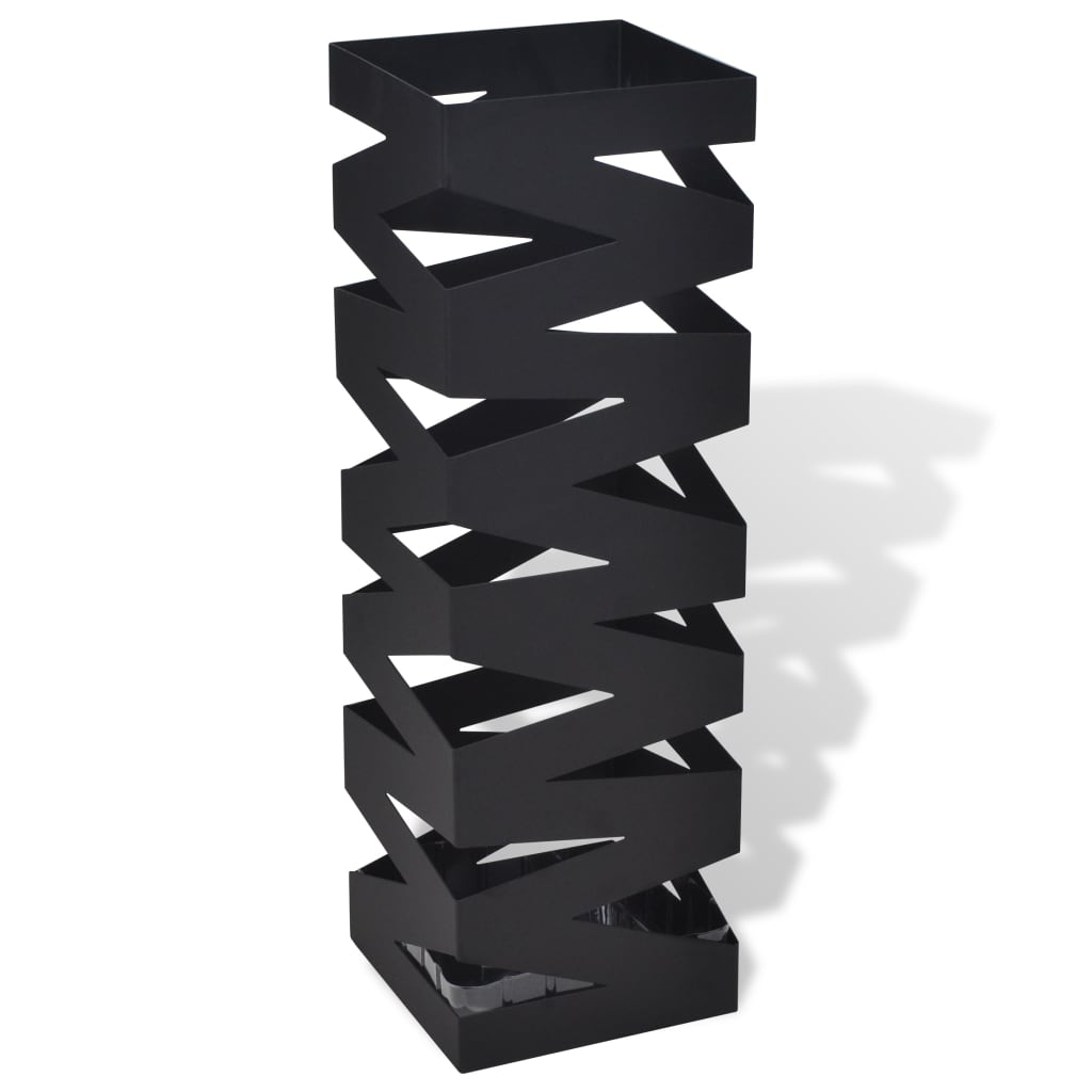 Vidaxl umbrella and walking stick holder square 48.5 cm steel black