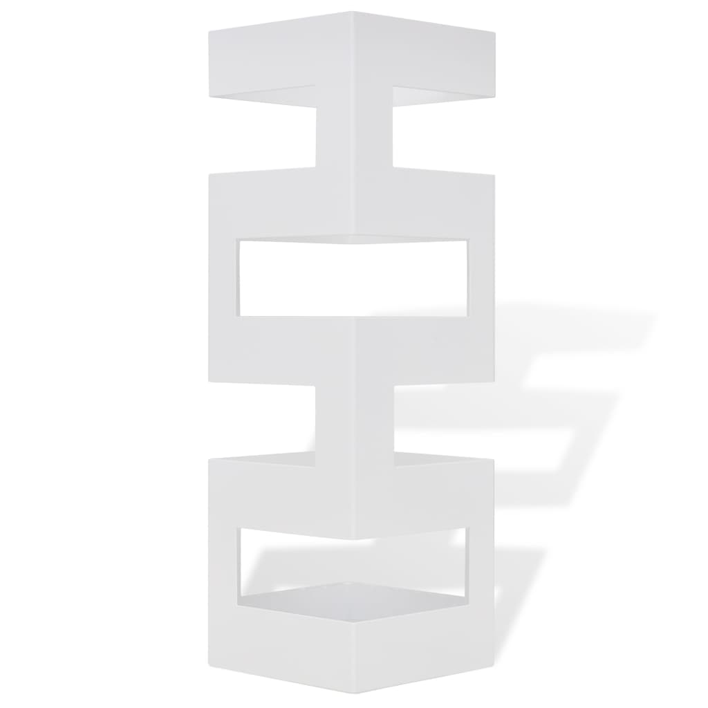 Vidaxl umbrella and walking stick holder white square steel 48.5 cm