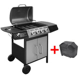 Vidaxl gas barbecue 4+1 cooking zone black and silver