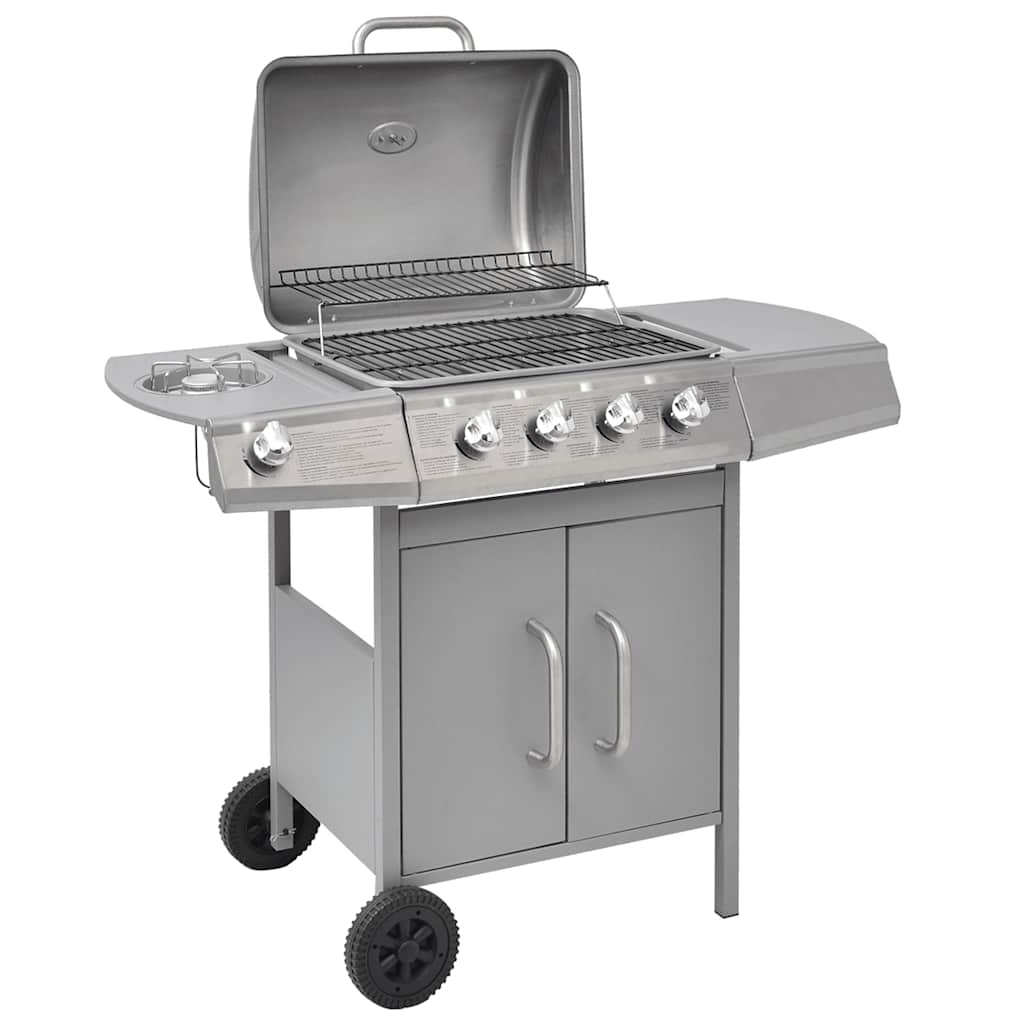 Vidaxl gas barbecue 4+1 cooking zone silver