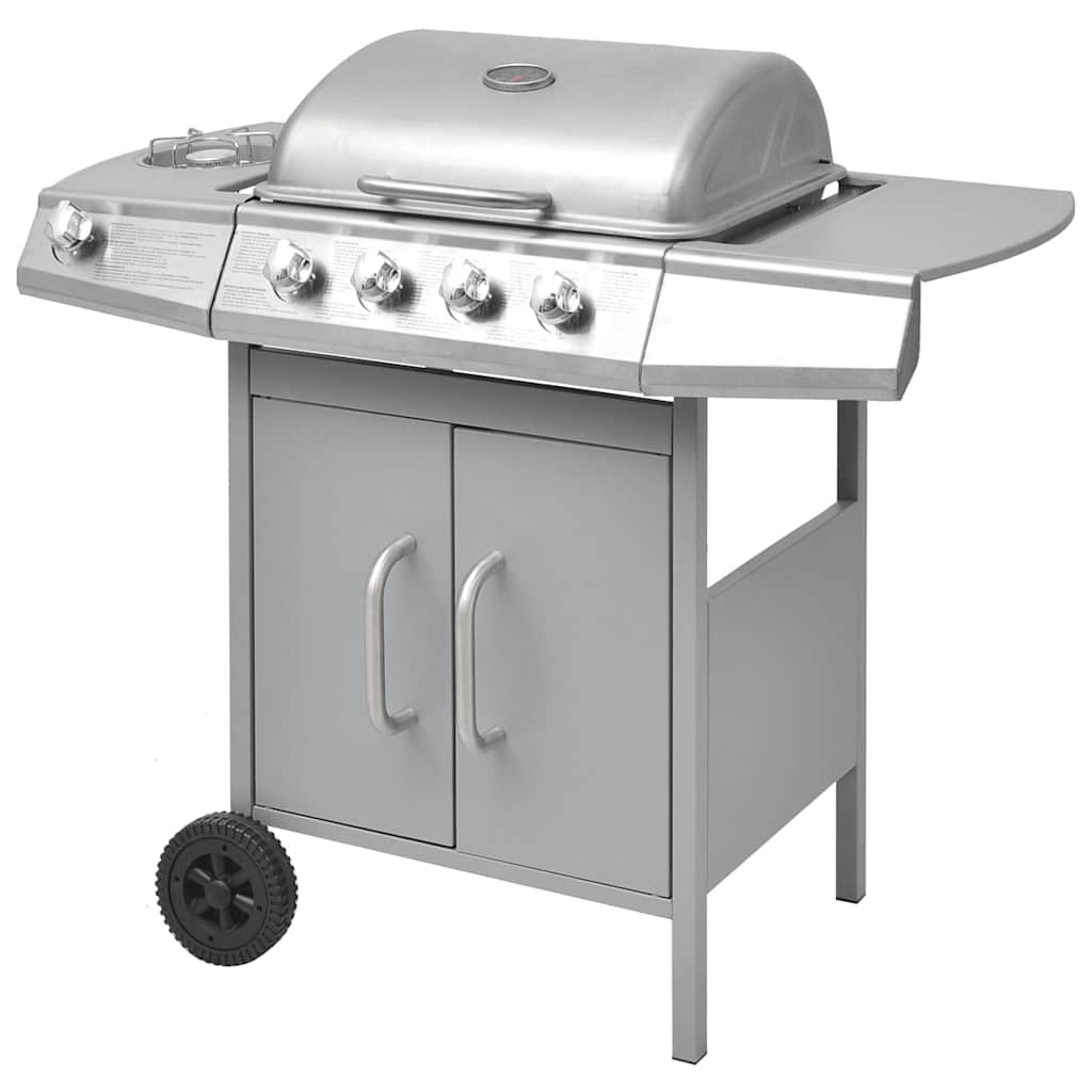 Vidaxl gas barbecue 4+1 cooking zone silver