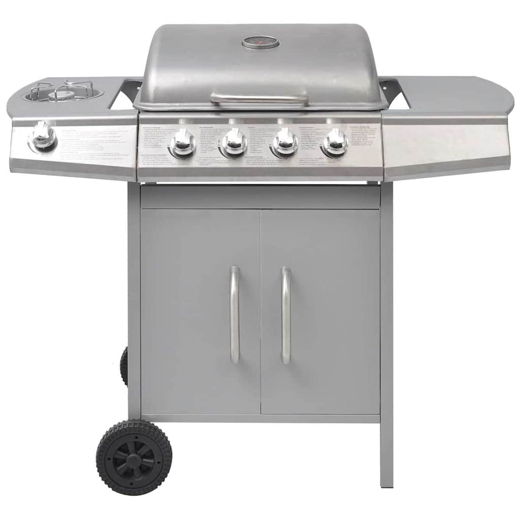 Vidaxl gas barbecue 4+1 cooking zone silver