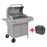 Vidaxl gas barbecue 6+1 cooking zone silver