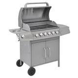 Vidaxl gas barbecue 6+1 cooking zone silver