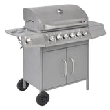 Vidaxl gas barbecue 6+1 cooking zone silver