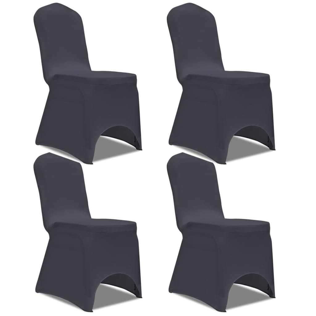 Vidaxl Chair Cover Stretch Anthracite 4 pieces