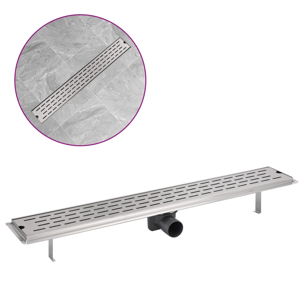 Vidaxl Chuveiro Dreno Retangular 830 x 140 mm Aço inoxidável