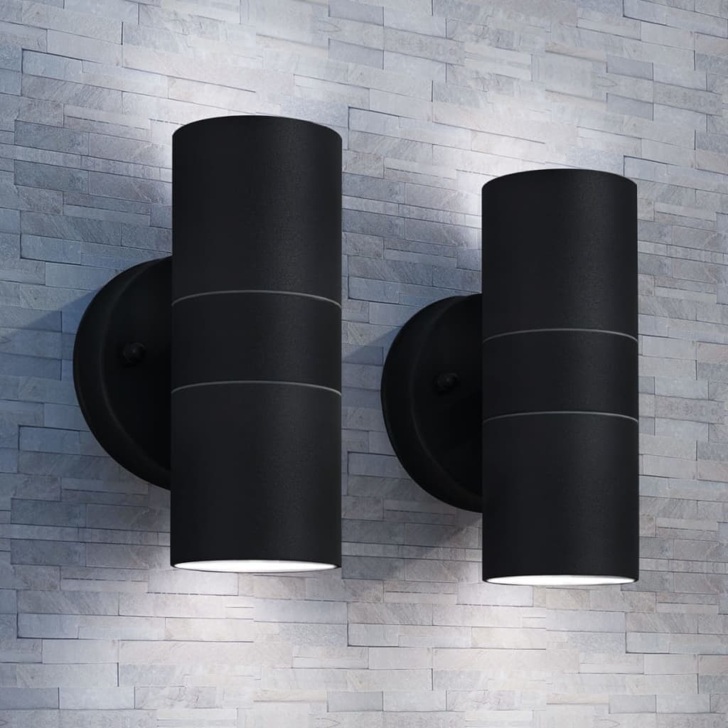 Vidaxl Lampes murales extérieures 2 pcs vers le haut en acier inoxydable