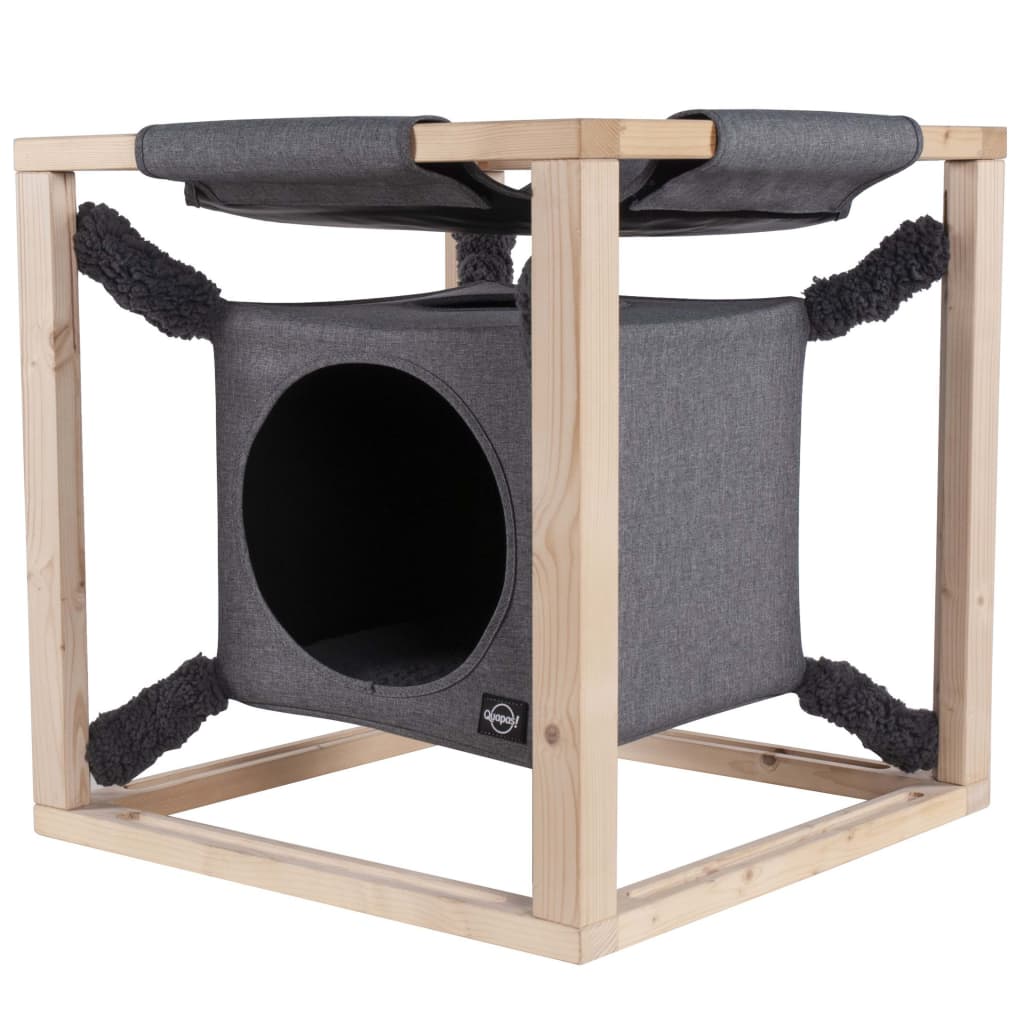 Quapas! cat bed with hammock catcube m 54x54x54 cm gray