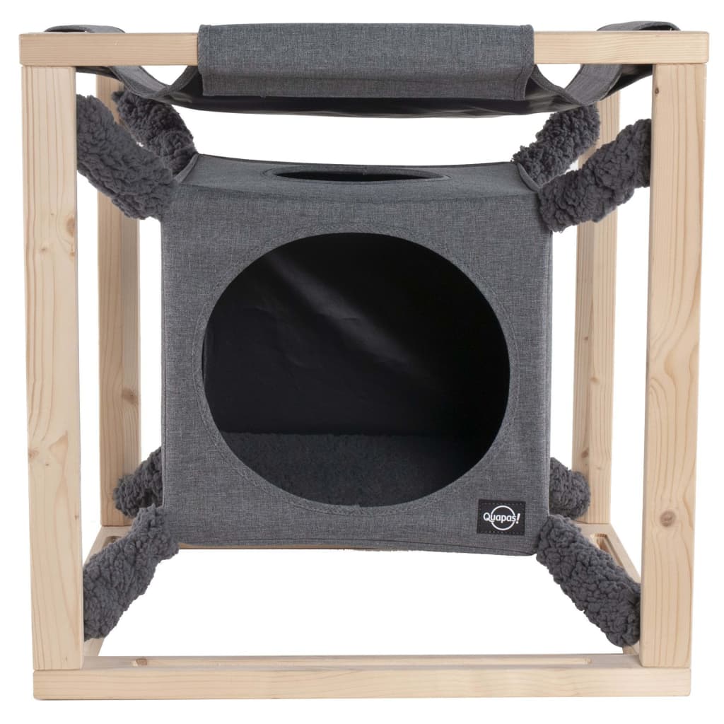 Quapas! cat bed with hammock catcube m 54x54x54 cm gray