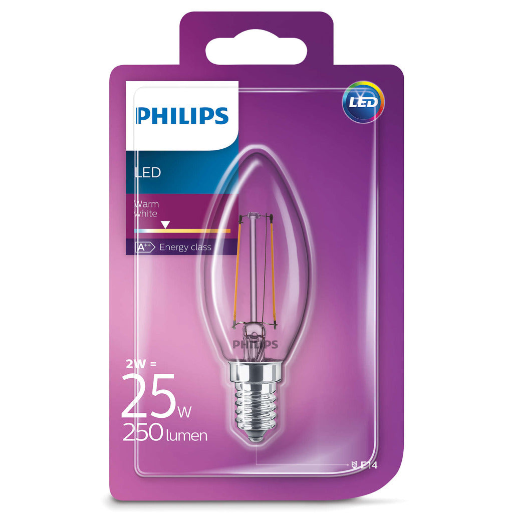 Philips ledclassic 25w (2w) b35 e14 ww cl nd 1bc 4 lighting