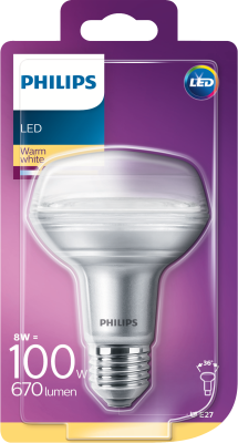 Philips LED CLA 8W (100W) R80 E27 WW 36D reflector lamp