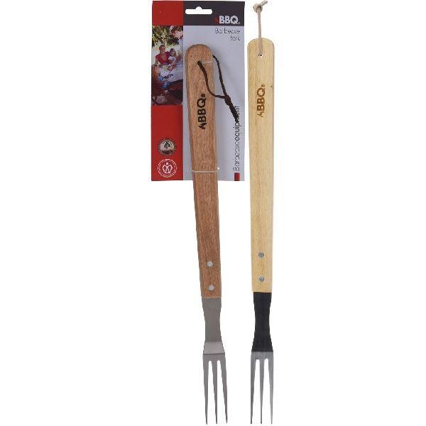 BBQ fork stainless steel wood 46x7cm