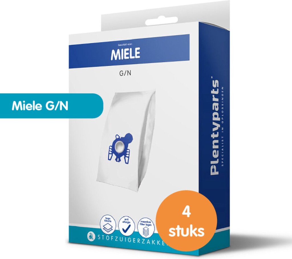 Plenty parts vacuum cleaner bags suitable for Miele GN - 4 pieces
