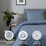 Ten Cate Cotton Satin Single Duvet cover Stripe 140x200 220 cm Dark blue
