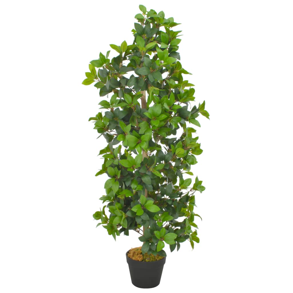 Vidaxl Umetna rastlina z loncem lovorovo drevo 120 cm zelena