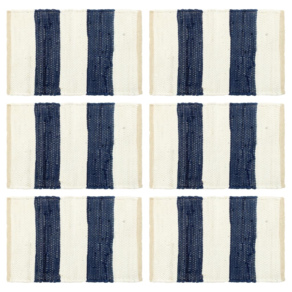 Vidaxl Placemats 6 st Chindi stribet 30x45 cm blå og hvid