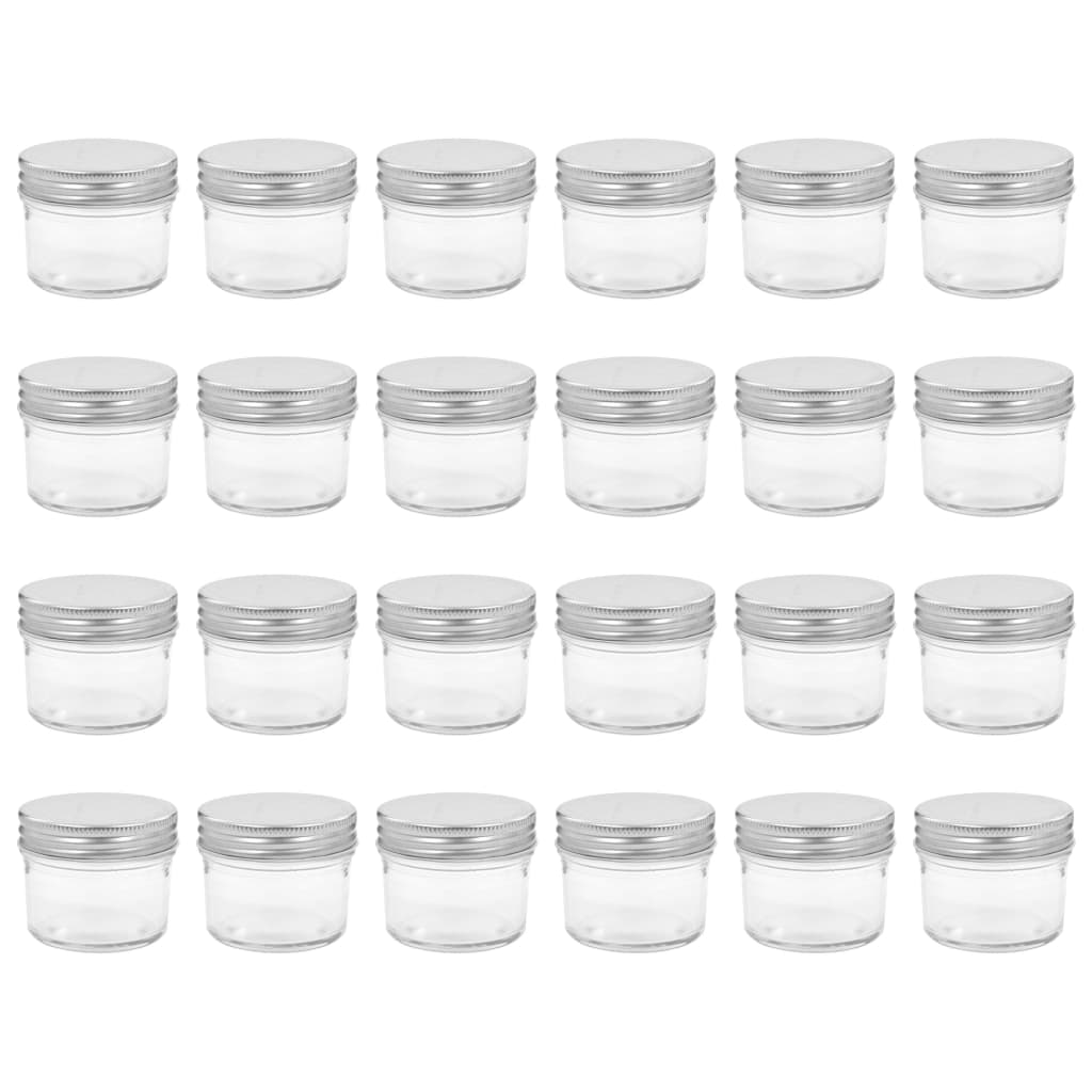Vidaxl jam jars with silver colored lids 24 st 110 ml glass