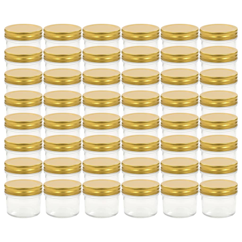 Vidaxl jam jars with gold -colored lids 48 pcs 110 ml of glass