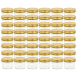 Vidaxl jam jars with gold -colored lids 48 pcs 110 ml of glass