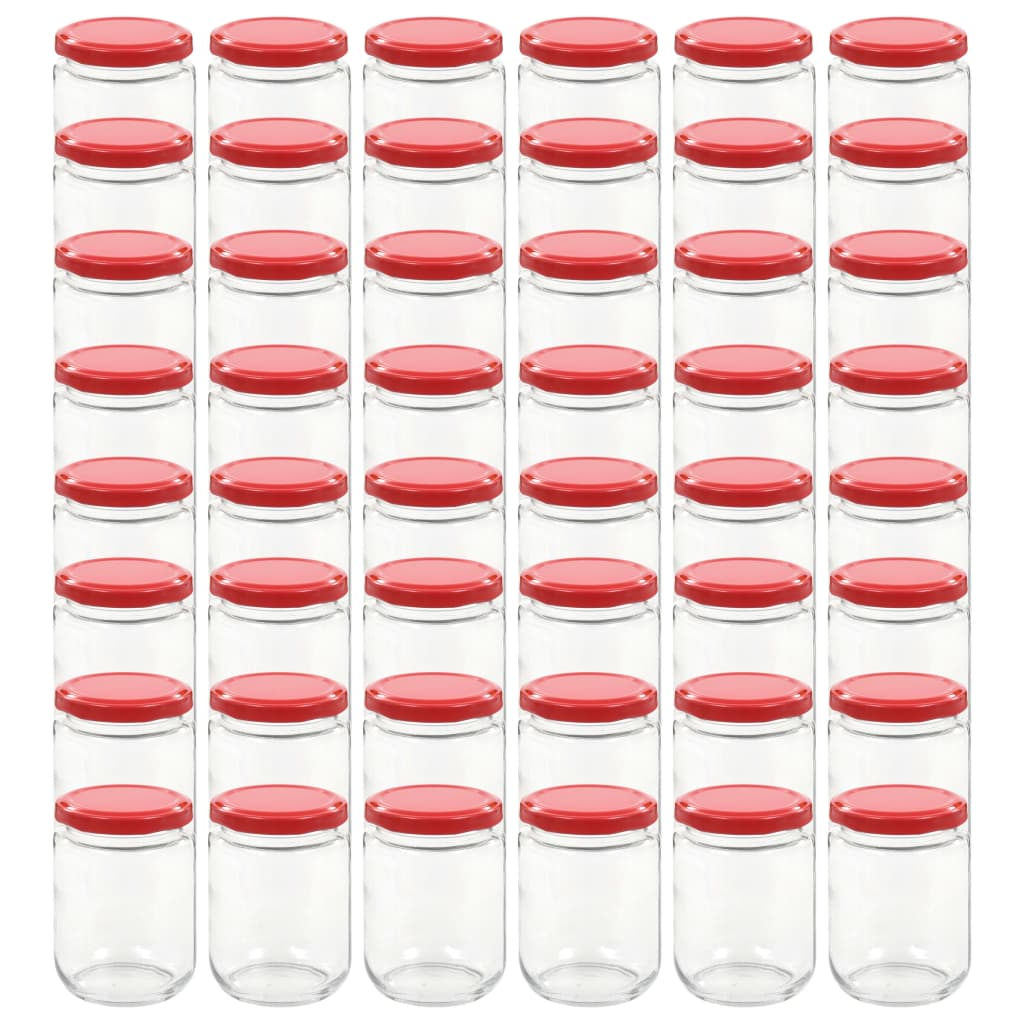 Vidaxl jam jars with red lids 48 pcs 230 ml of glass