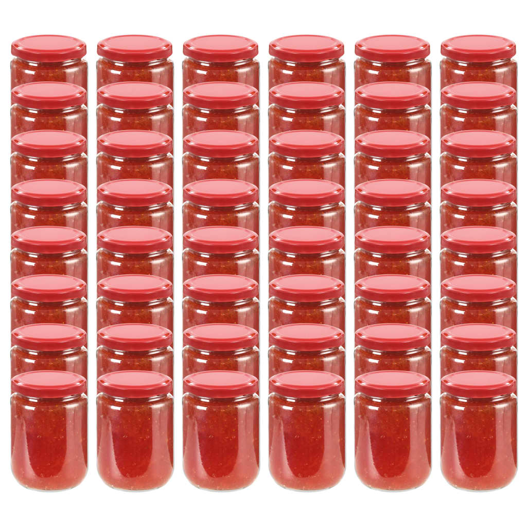 Vidaxl jam jars with red lids 48 pcs 230 ml of glass