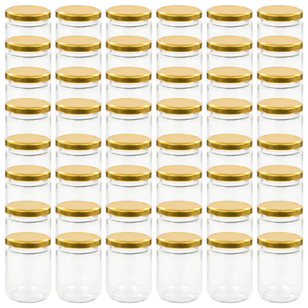 Vidaxl jam jars with gold -colored lids 48 pcs 230 ml of glass