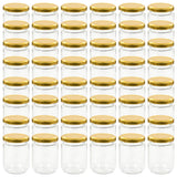 Vidaxl jam jars with gold -colored lids 48 pcs 230 ml of glass