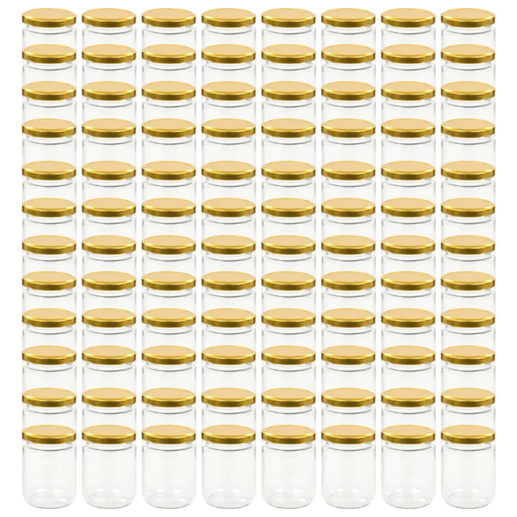 Vidaxl jam jars with gold -colored lids 96 st 230 ml glass