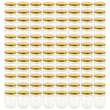 Vidaxl jam jars with gold -colored lids 96 st 230 ml glass