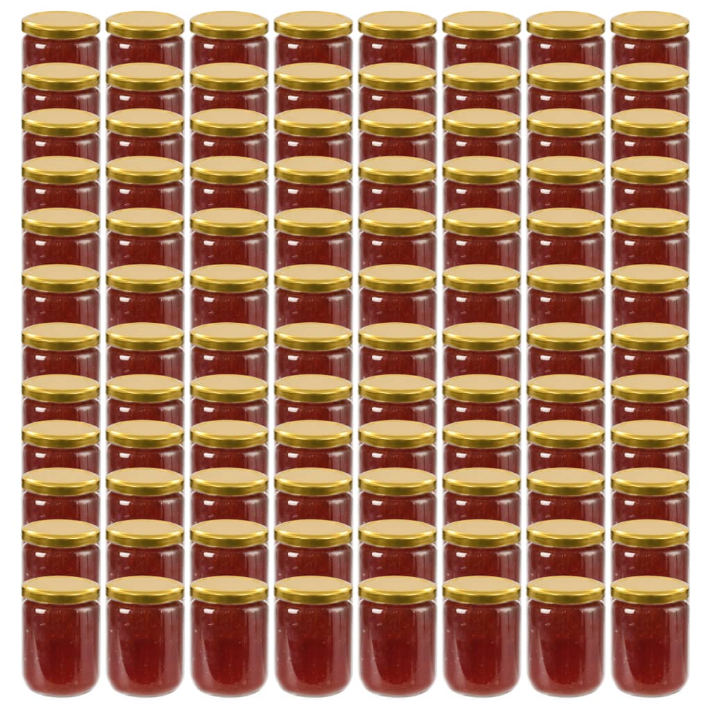 Vidaxl jam jars with gold -colored lids 96 st 230 ml glass