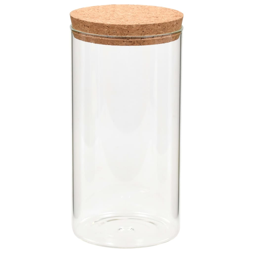 VidaXL буркани за съхранение с корков капак 6 бр 1100 ml стъкло