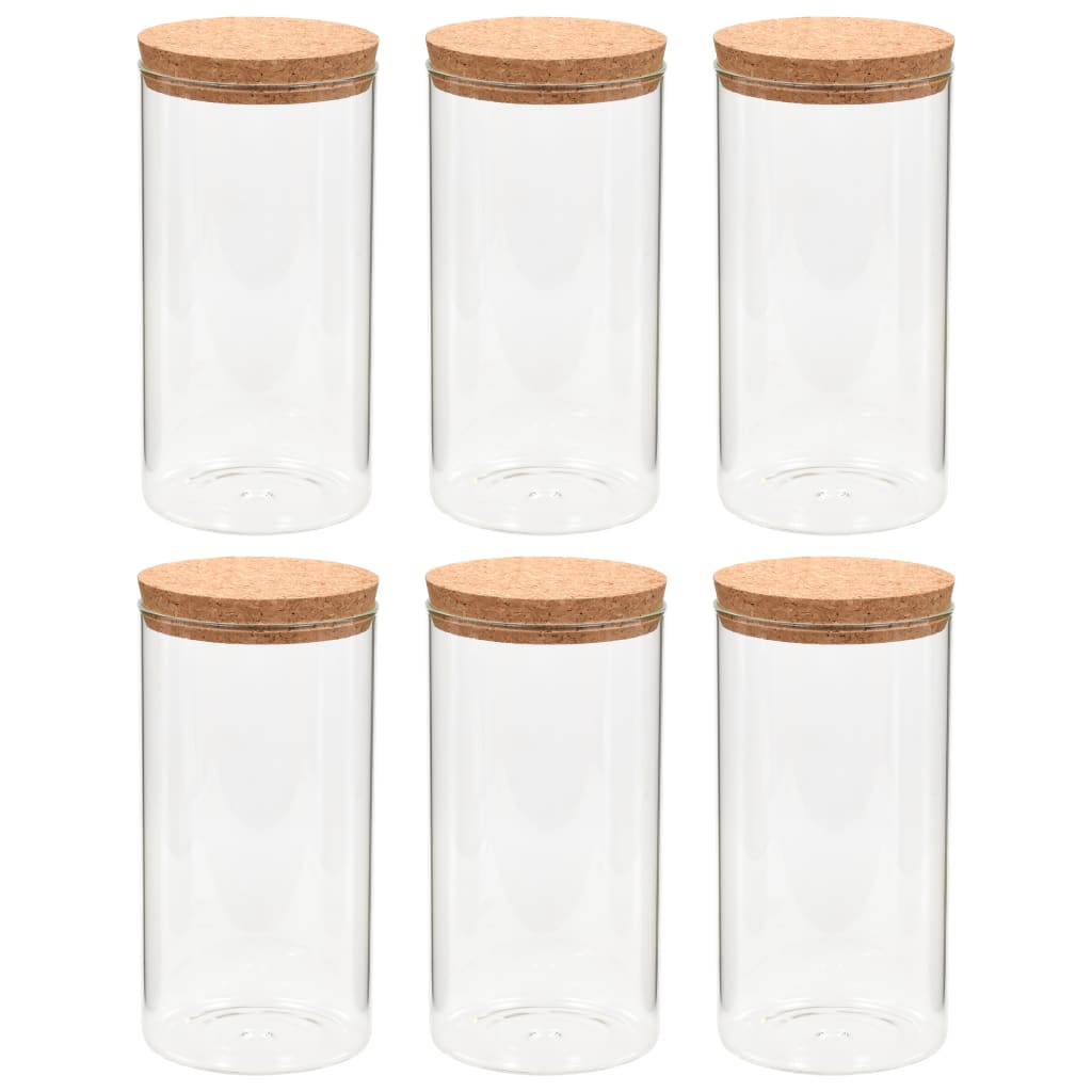 Vidaxl Storage pots with cork lid 6 st 1400 ml of glass