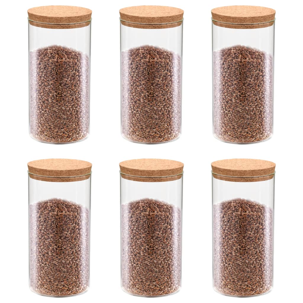Vidaxl Storage pots with cork lid 6 st 1400 ml of glass