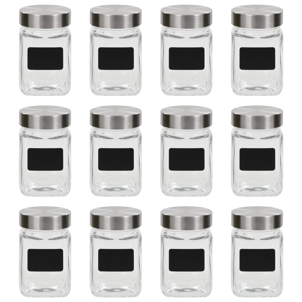 Vidaxl Storage pots with stickers 12 st 300 ml