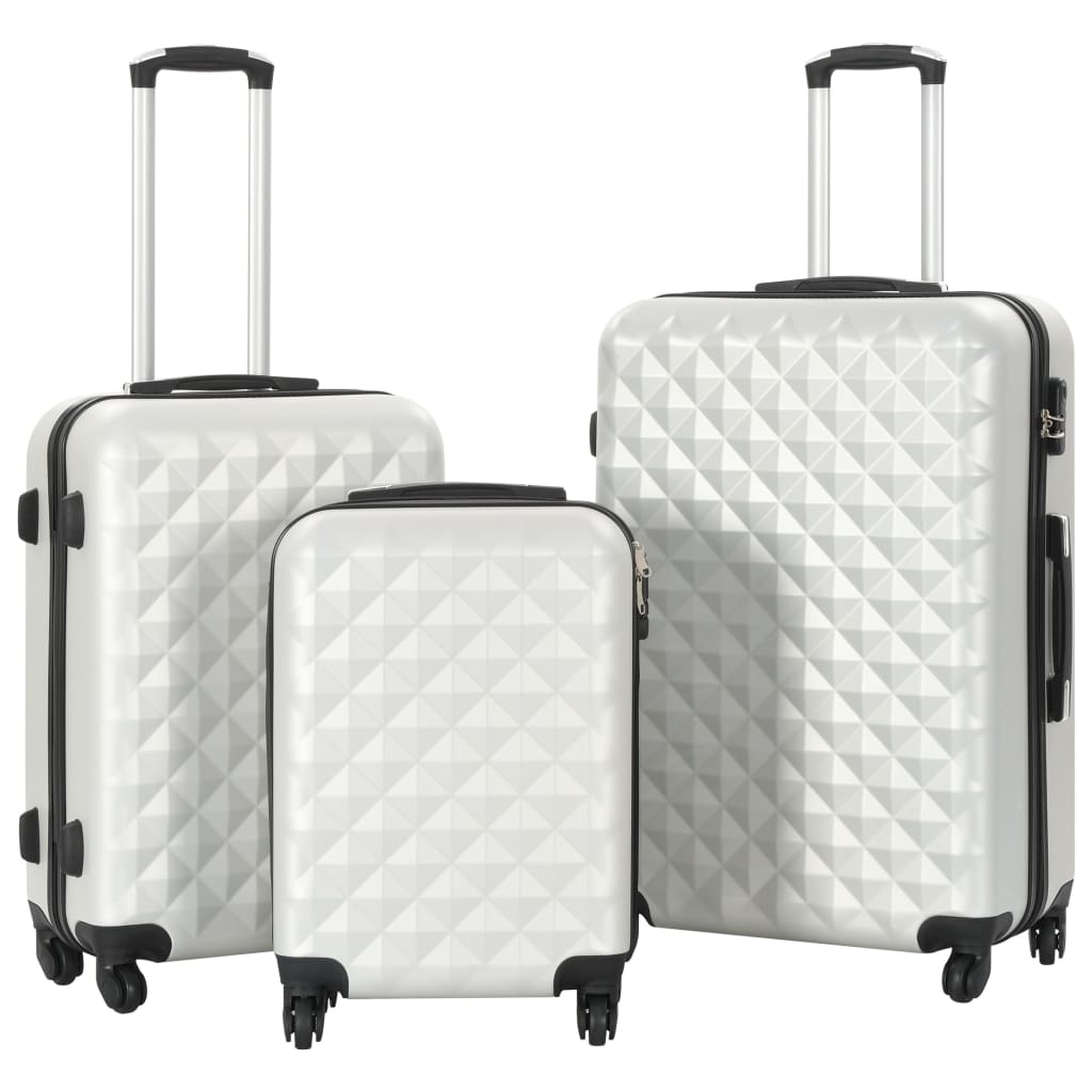 Vidaxl 3-piece hard suitcase set ABS bright silver
