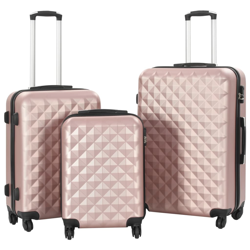 Vidaxl 3-delad hårt bagage set abs roségoud