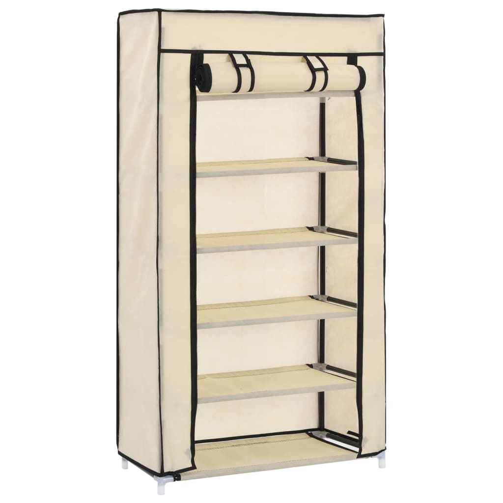 Vidaxl -Schuhschrank mit Abdeckung 58x28x106 cm Stoffcreme