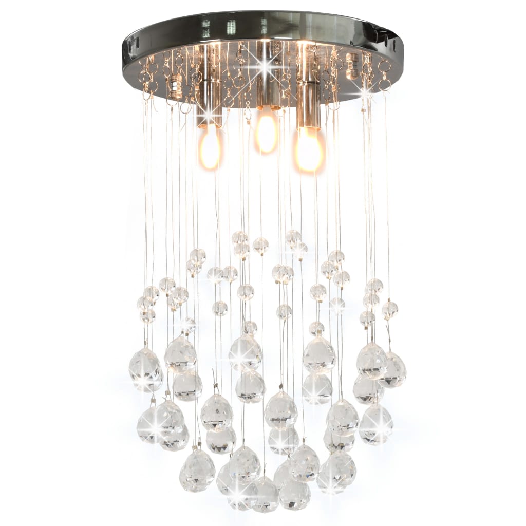 Vidaxl ceiling lamp with crystal beads around 3xg9 silver colored