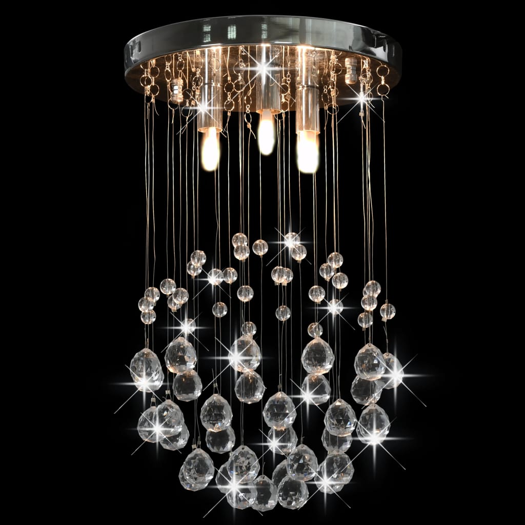 Vidaxl ceiling lamp with crystal beads around 3xg9 silver colored