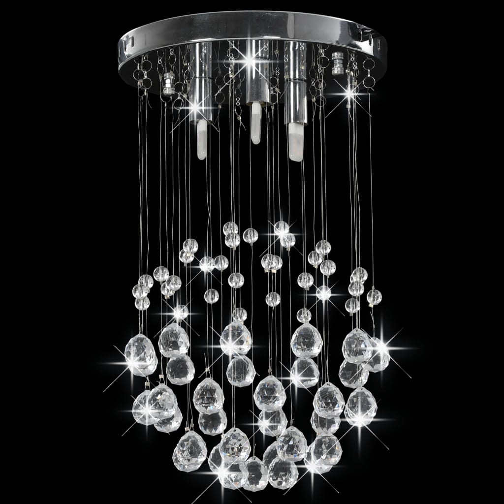 Vidaxl ceiling lamp with crystal beads around 3xg9 silver colored