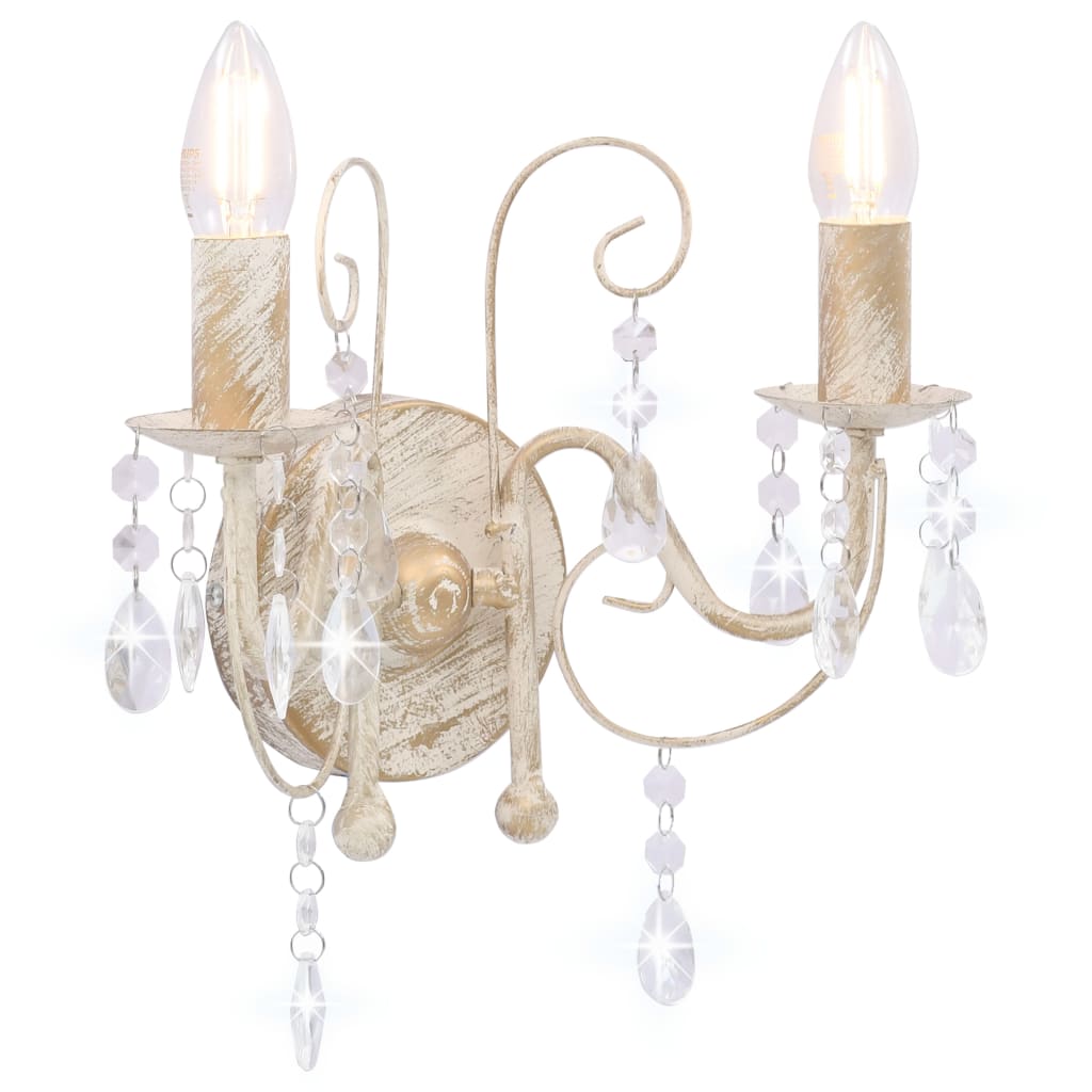 VidaXL wall lamp with beads 2xe14 antique white