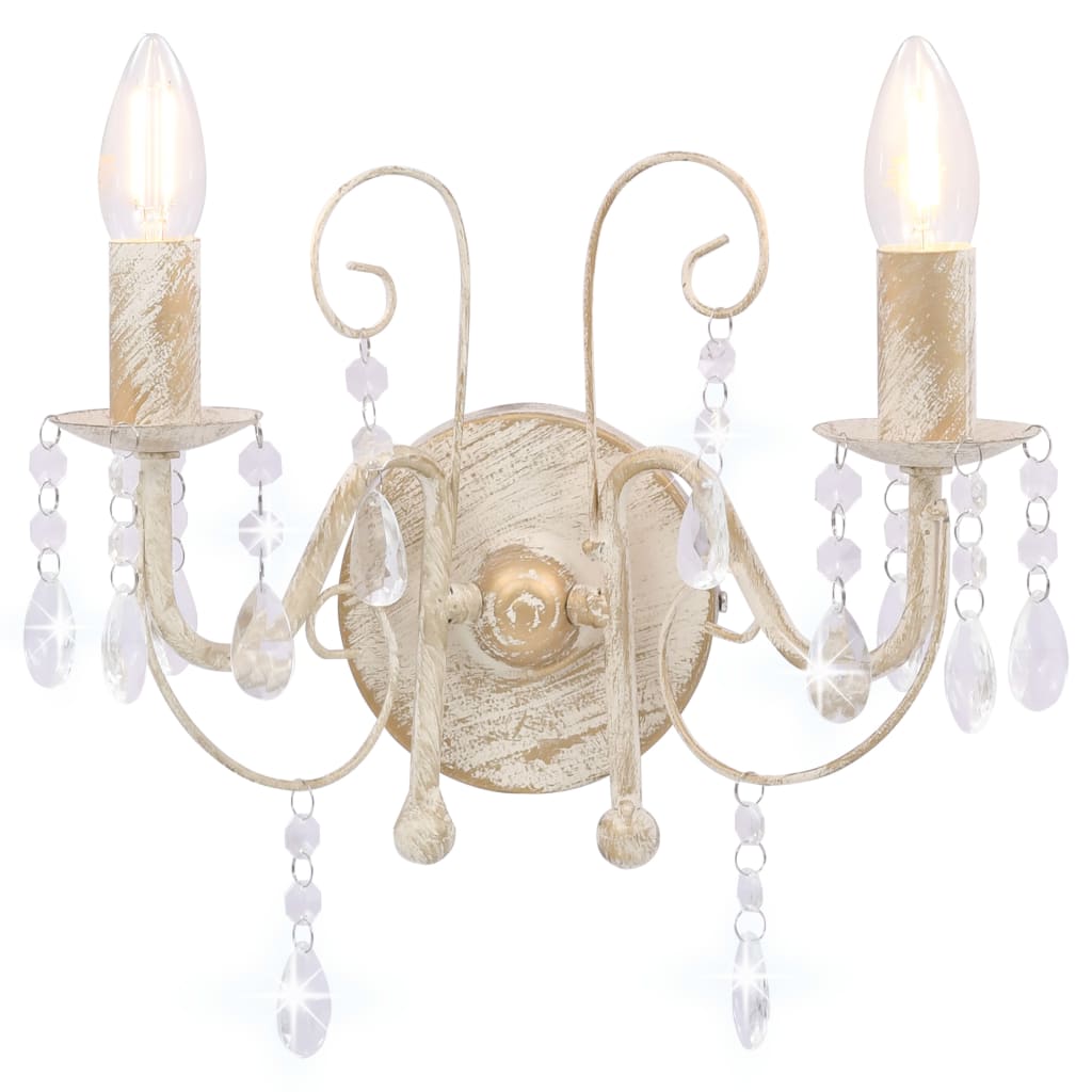VidaXL wall lamp with beads 2xe14 antique white