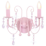 Vidaxl Wandlamp mat Perlen 2 x e14 rosa