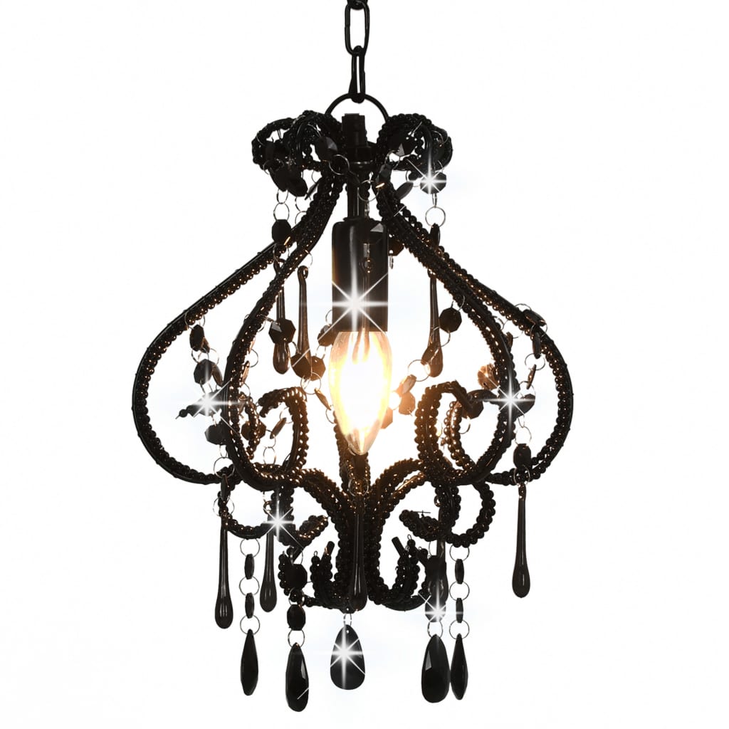 Vidaxl ceiling lamp with beads around E14 Black