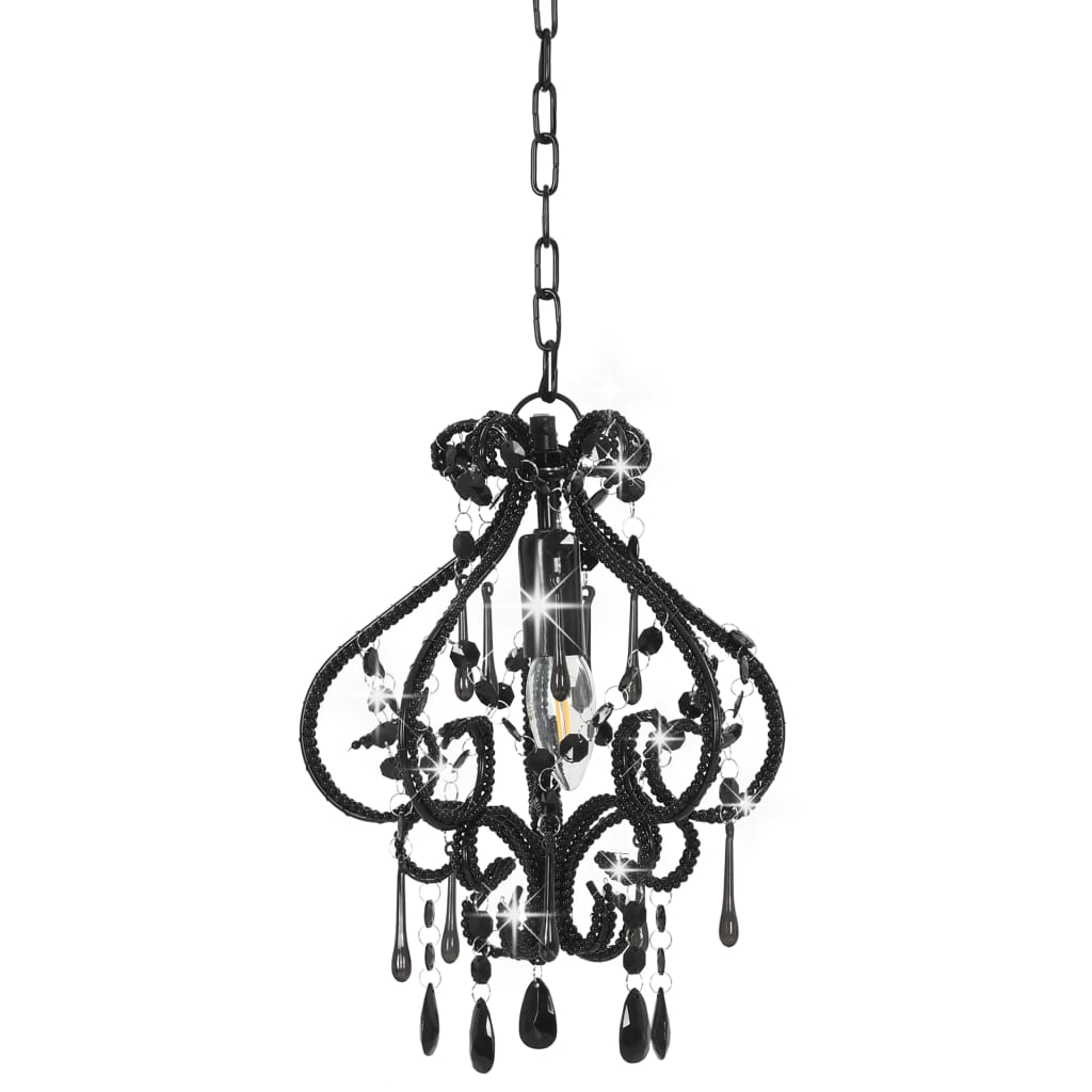 Vidaxl ceiling lamp with beads around E14 Black