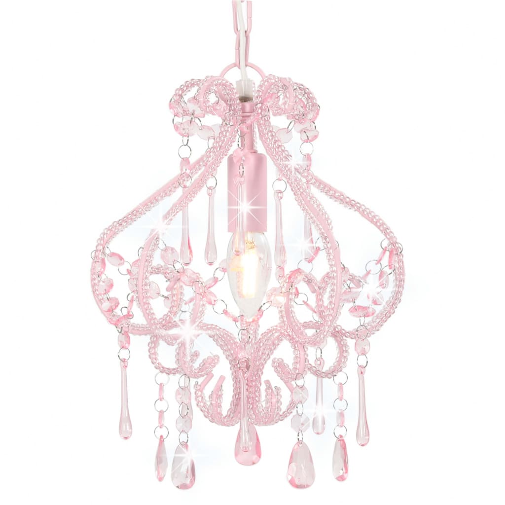 Bidaxl taklampa med pärlor runt E14 rosa