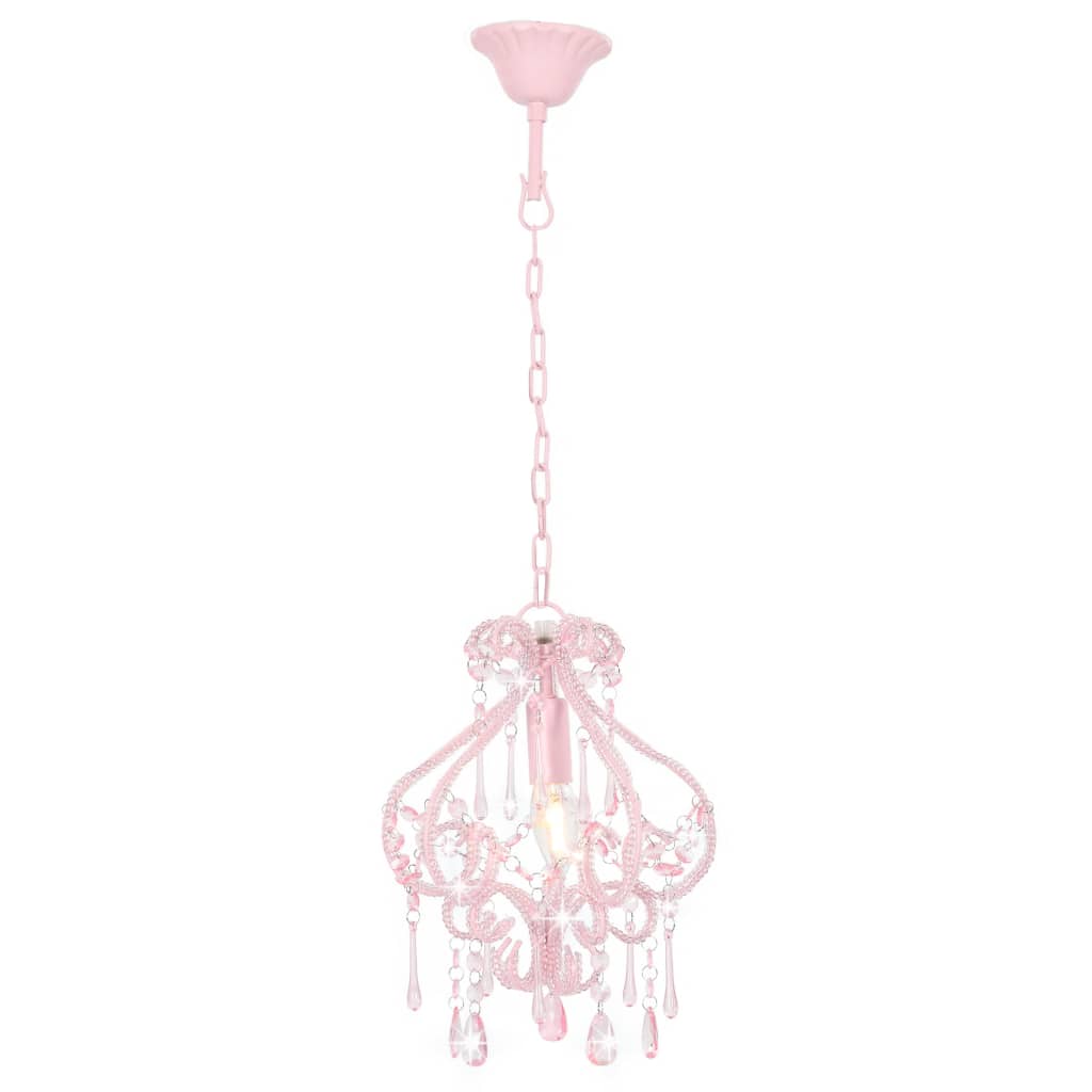 Bidaxl taklampa med pärlor runt E14 rosa