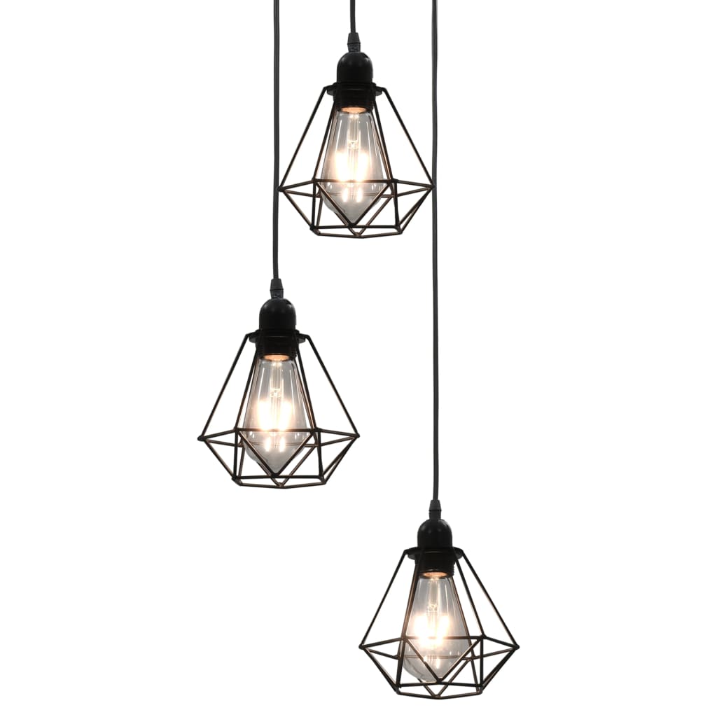 Vidaxl loftlampe med diamantform 3xe27 sort