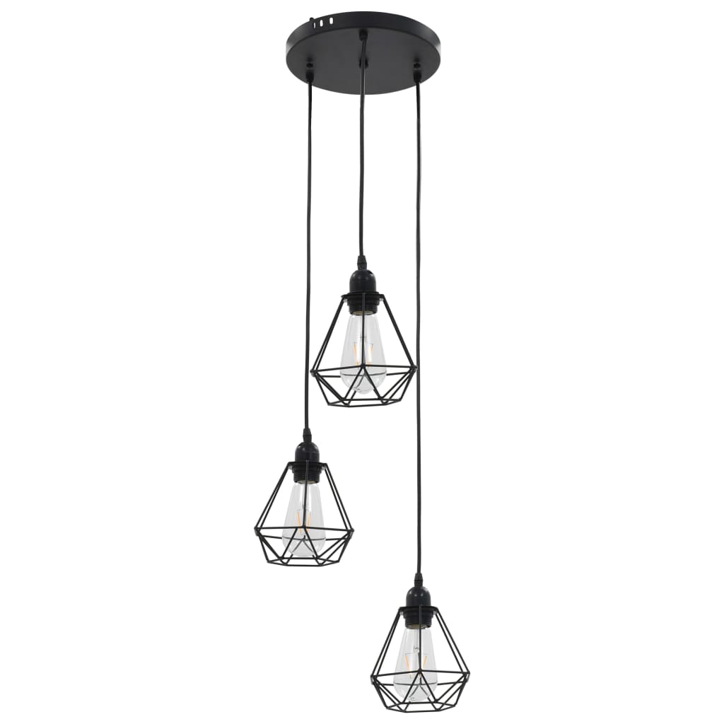 Vidaxl loftlampe med diamantform 3xe27 sort